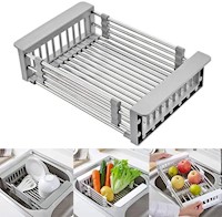 Escurridor Soporte Expandible de Fregadero para Platos Verduras Frutas